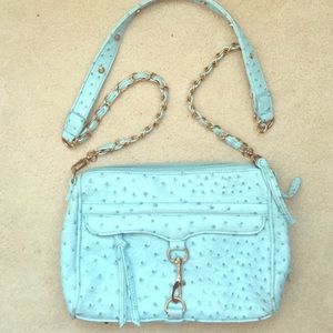 Light Blue Faux Ostrich Purse